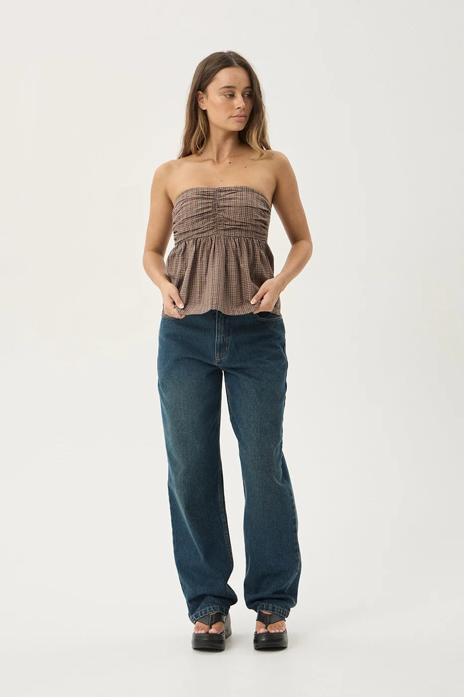 AFENDS Womens Juni - Strapless Top - Coffee