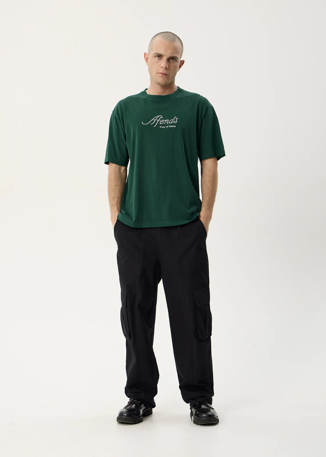 AFENDS Mens Horoscope - Boxy Tee - Washed Pine