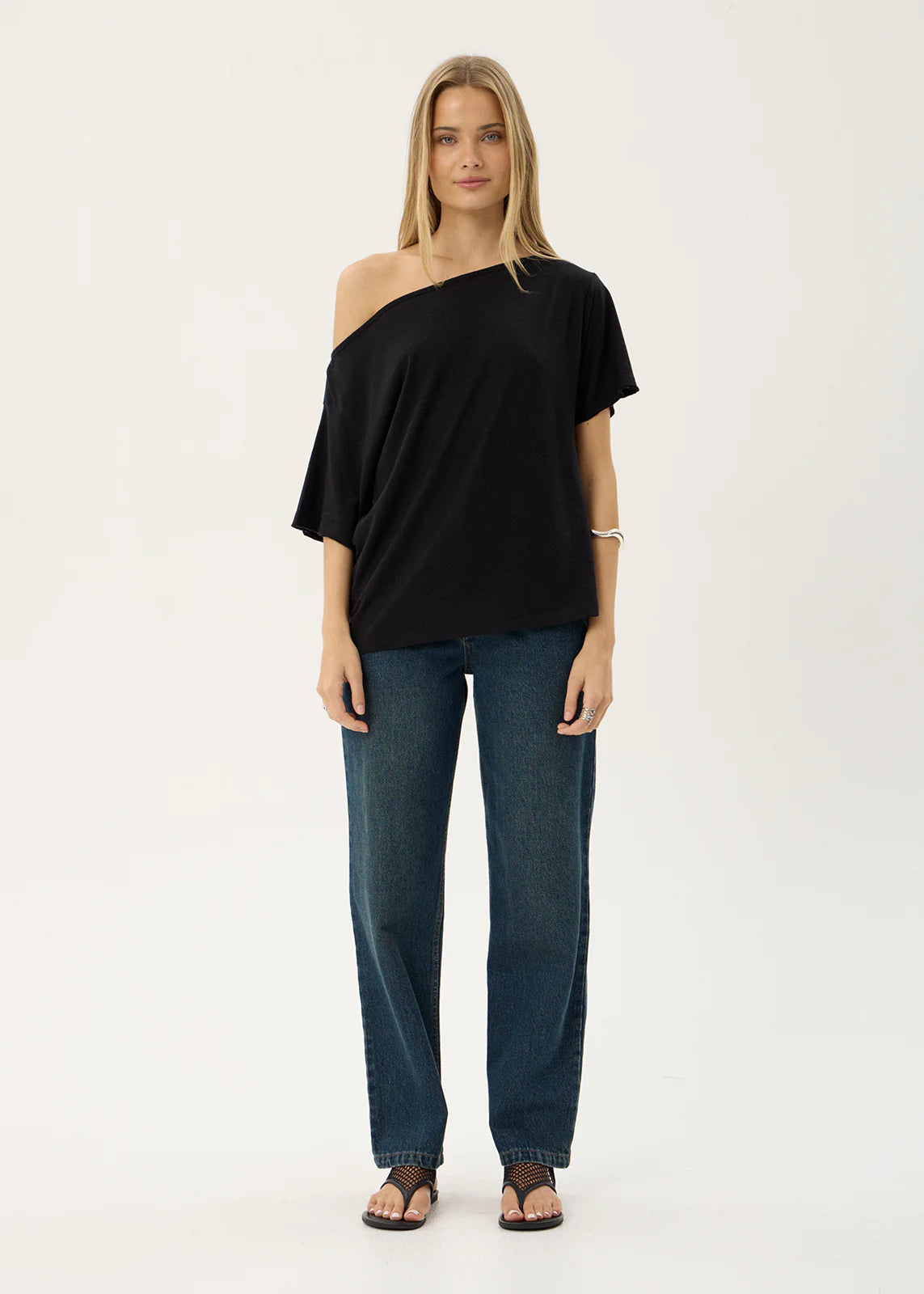 AFENDS Womens Sabina - Off Shoulder Tee - Black