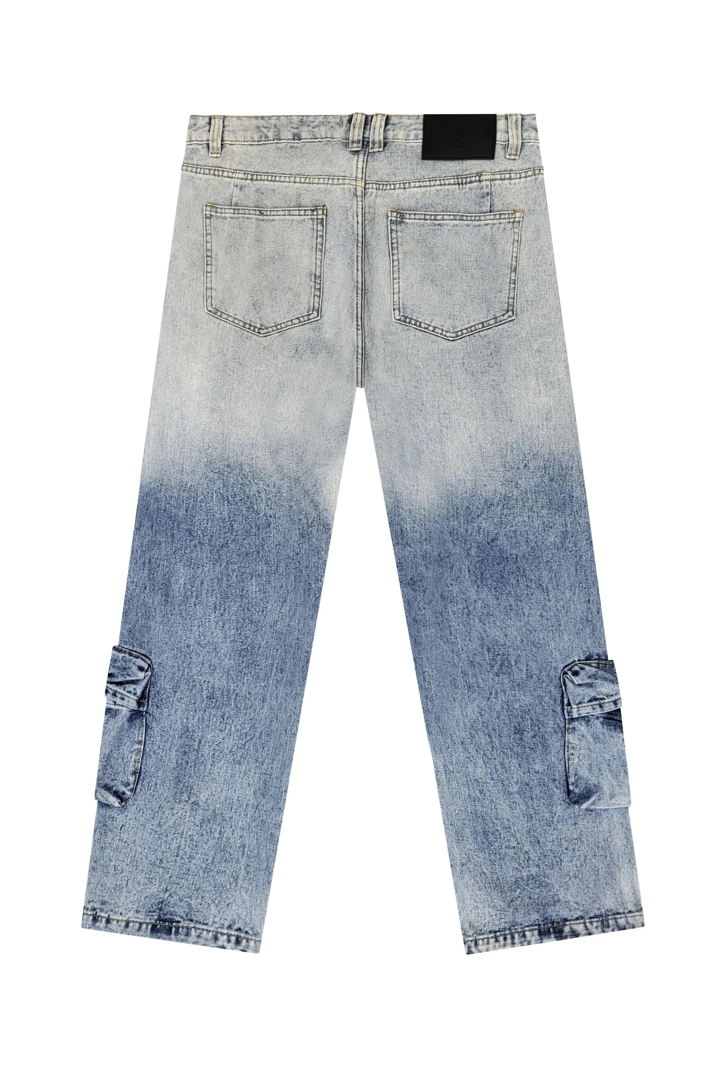 Men's Baggy Fit Faded Wash Cargo Jeans