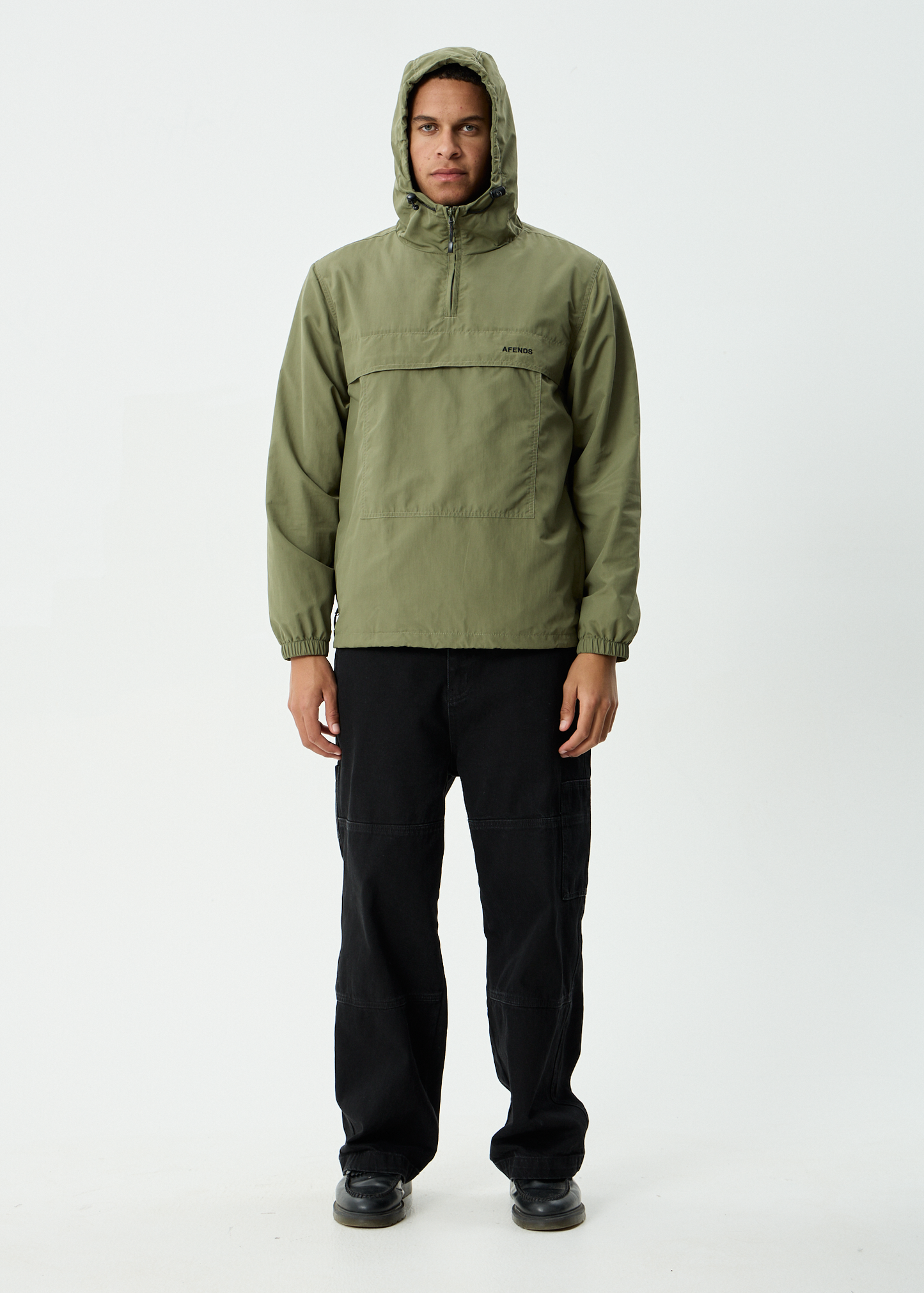 AFENDS Mens System - Water Resistant Spray Anorak Jacket - Military