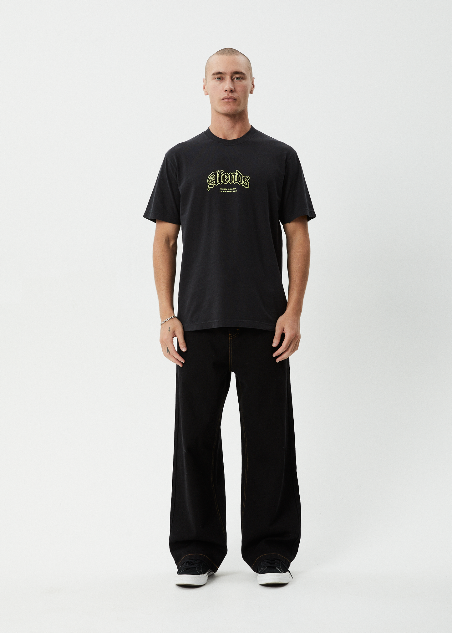 AFENDS Mens Home - Retro Tee - Stone Black