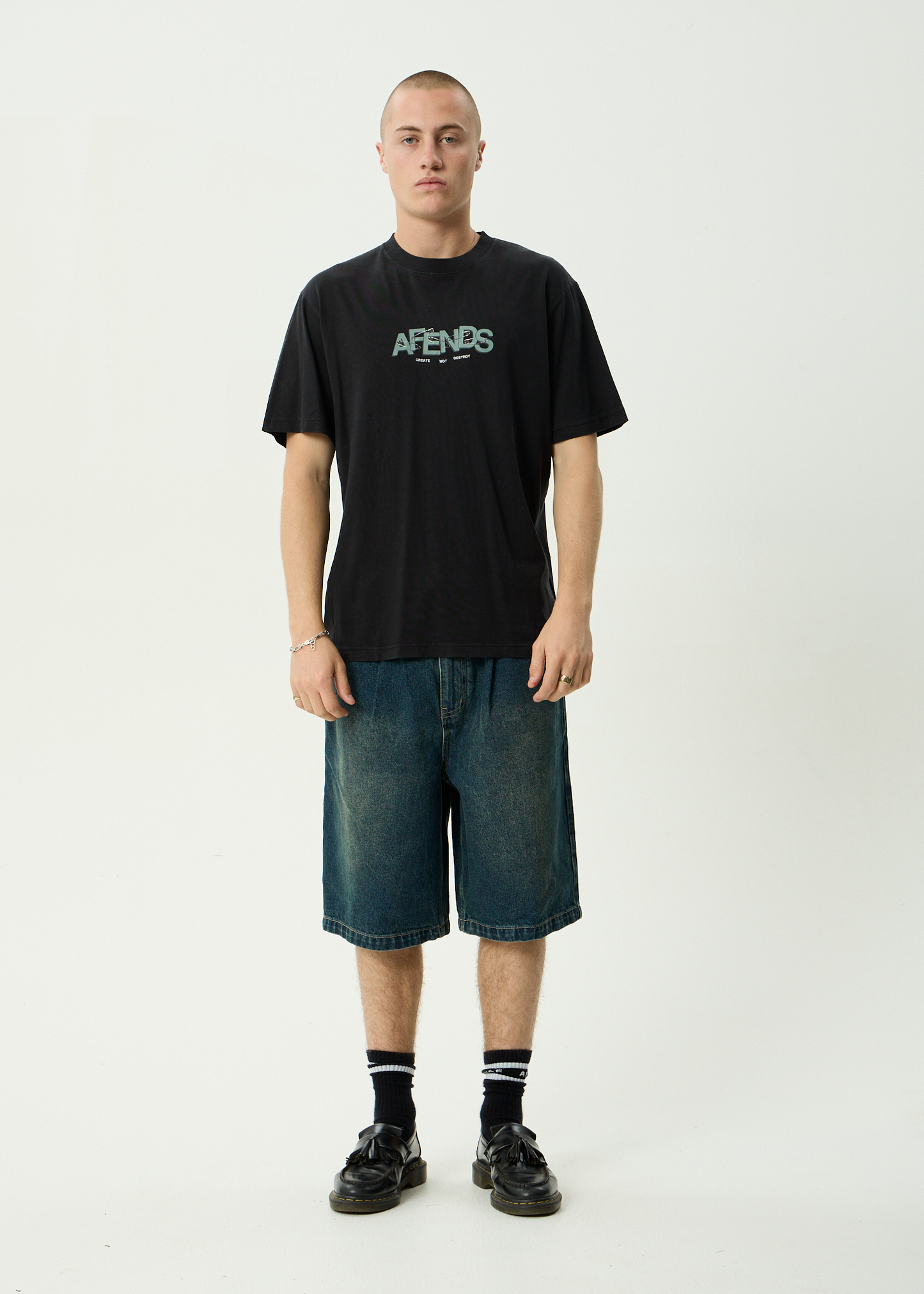 AFENDS Mens Safety - Retro Tee - Stone Black