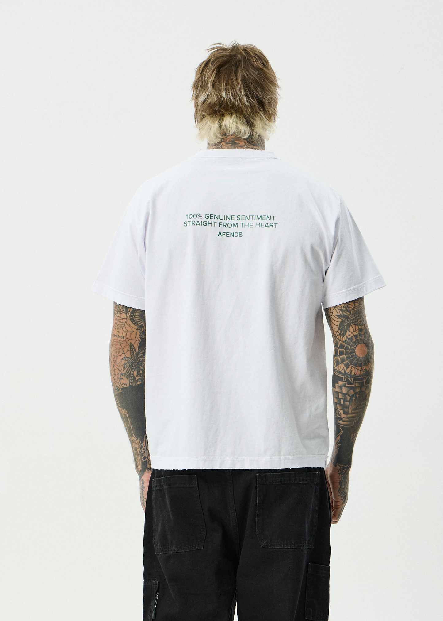 AFENDS Mens Genuine Sentiment - Heavyweight Boxy Tee - White