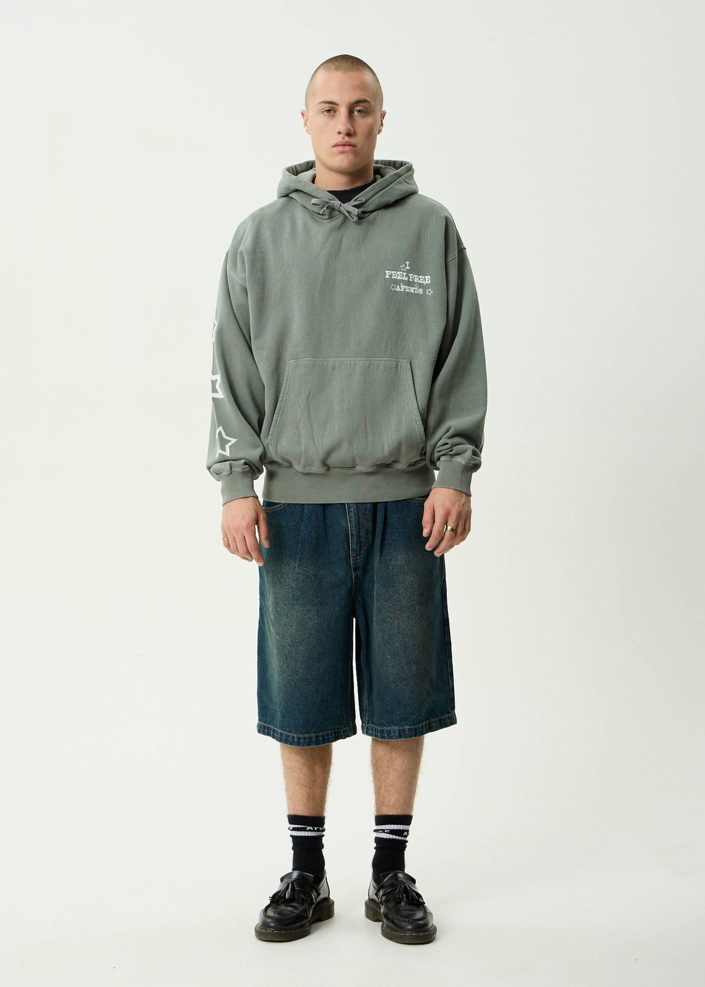 AFENDS Mens Sonoran - Boxy Pull On Hood - Washed Sycamore