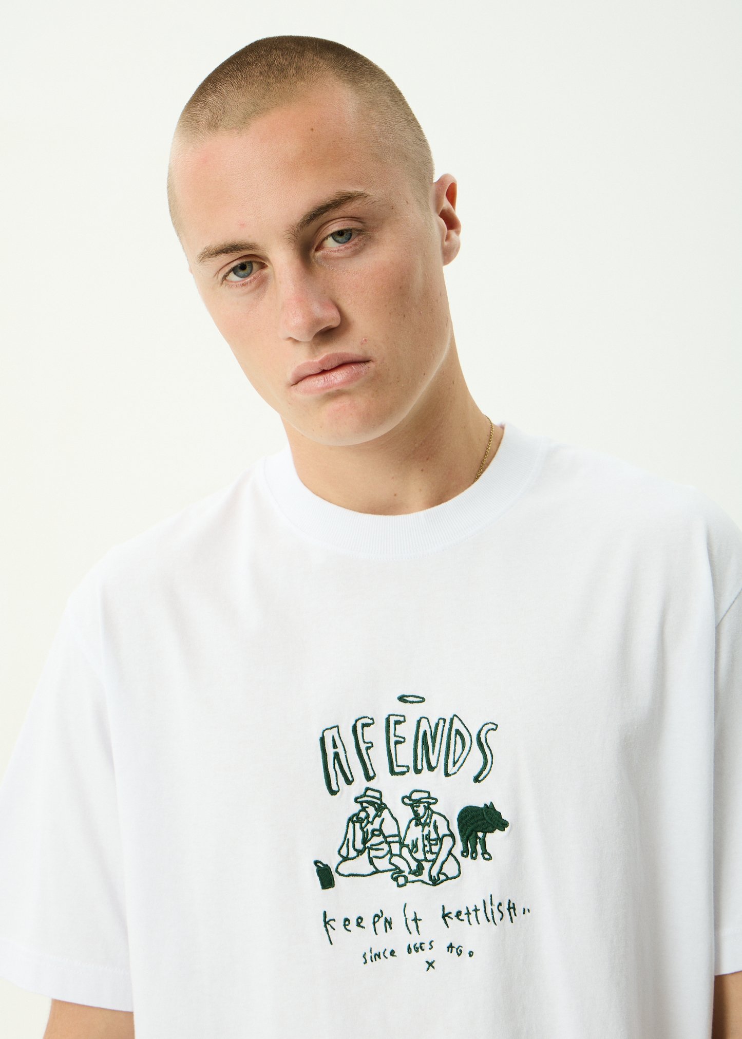AFENDS Mens Camp Fire - Boxy Tee - White