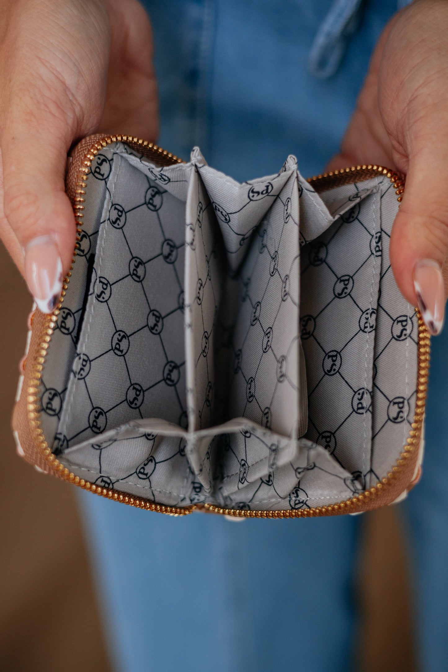 Never On Schedule Checkered Wallet - Tan