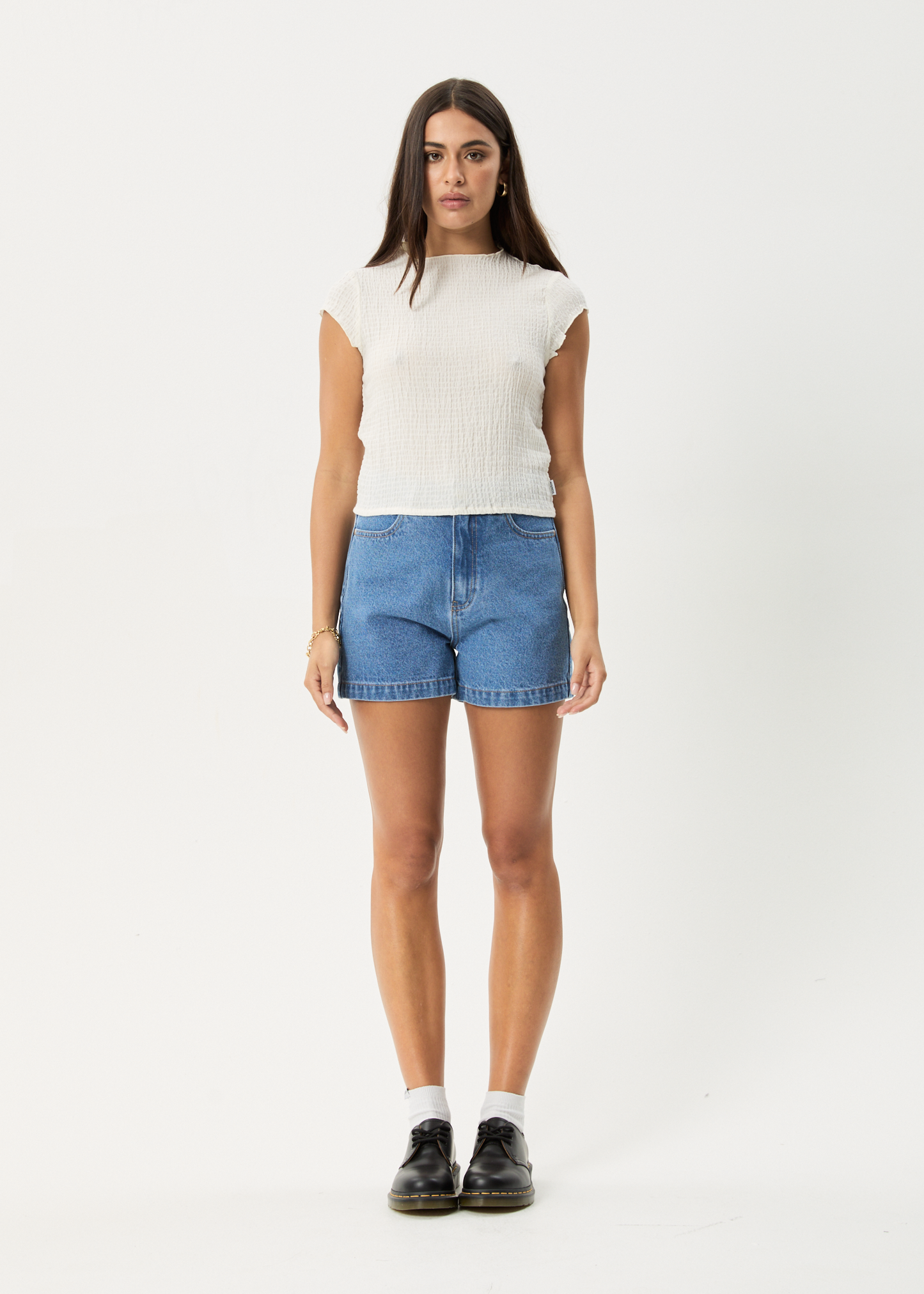 AFENDS Womens Wren - Seersucker Top - Off White