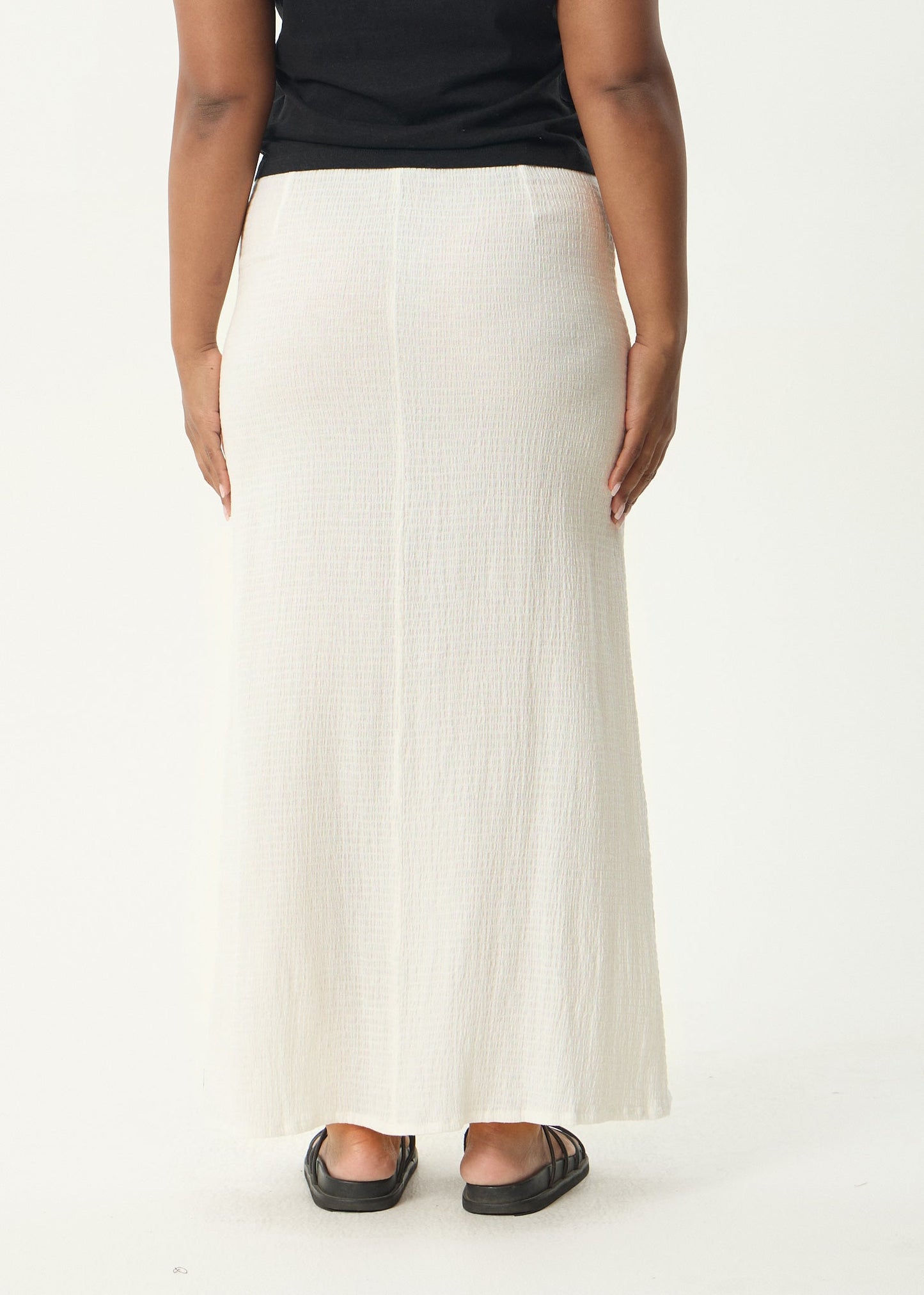 AFENDS Womens Frida - Seersucker Maxi Skirt - Off White