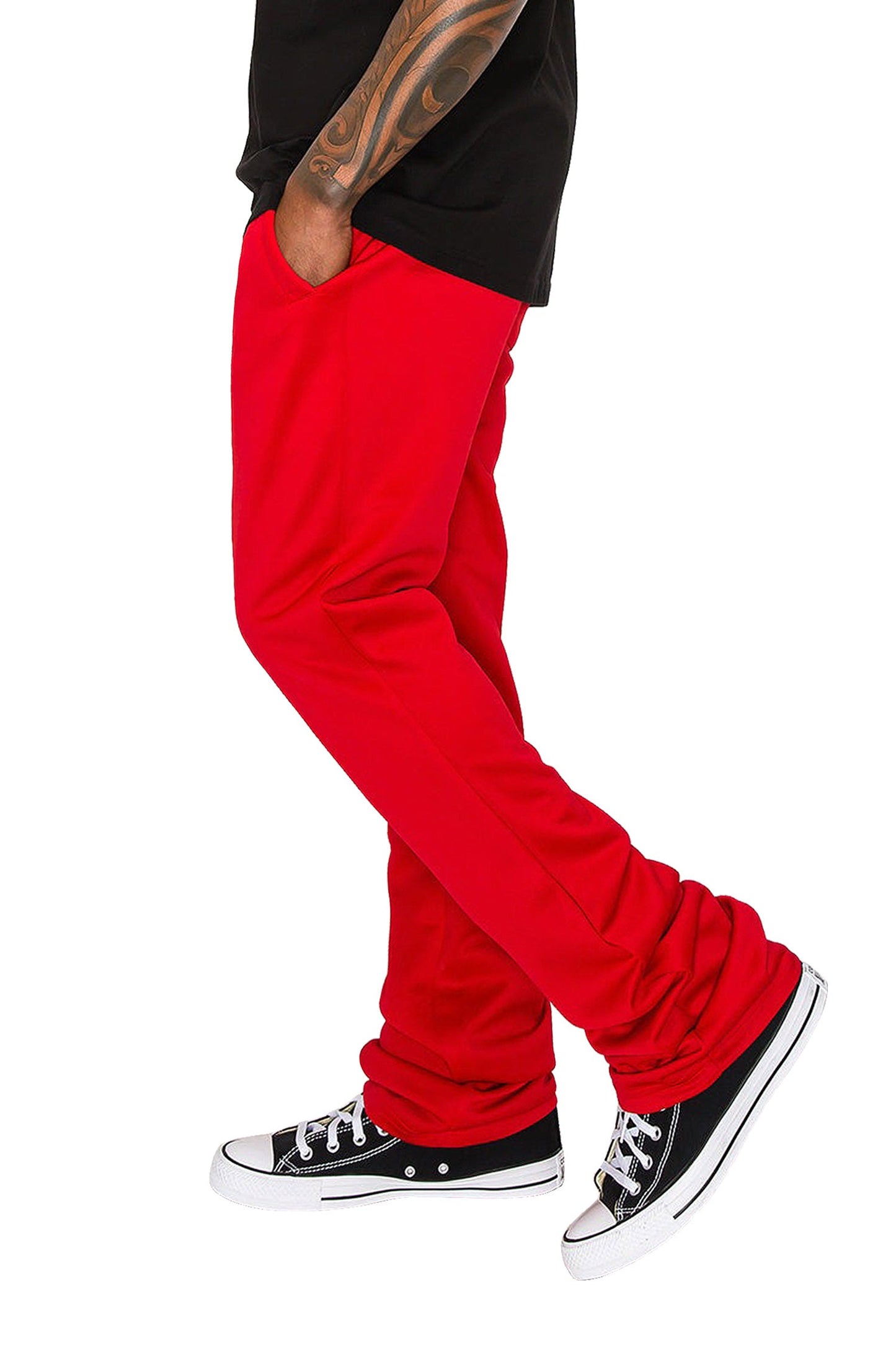 Men's Essential Solid Flare Stacked Track Pants