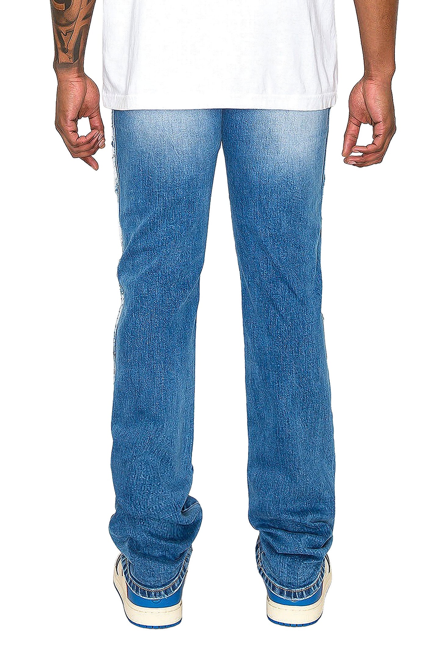 Men's Stacked Fit Repaired Paint Splatter Denim Jeans