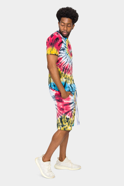 Swirl Tie Dye Cotton Shirt Shorts Set