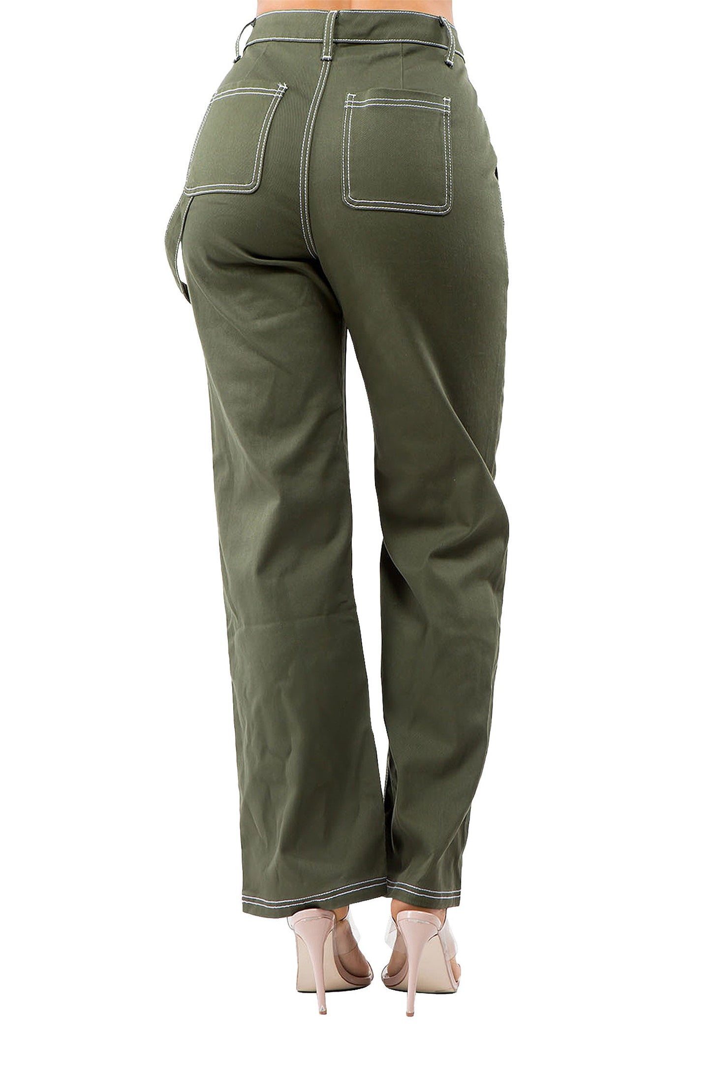 Women's High Rise Carpenter Wide Leg Denim Pants