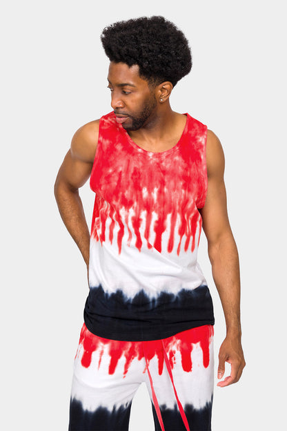 Colorblock Tie Dye Cotton Tank Top Shorts Set