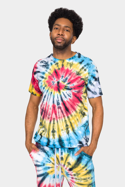 Swirl Tie Dye Cotton Shirt Shorts Set