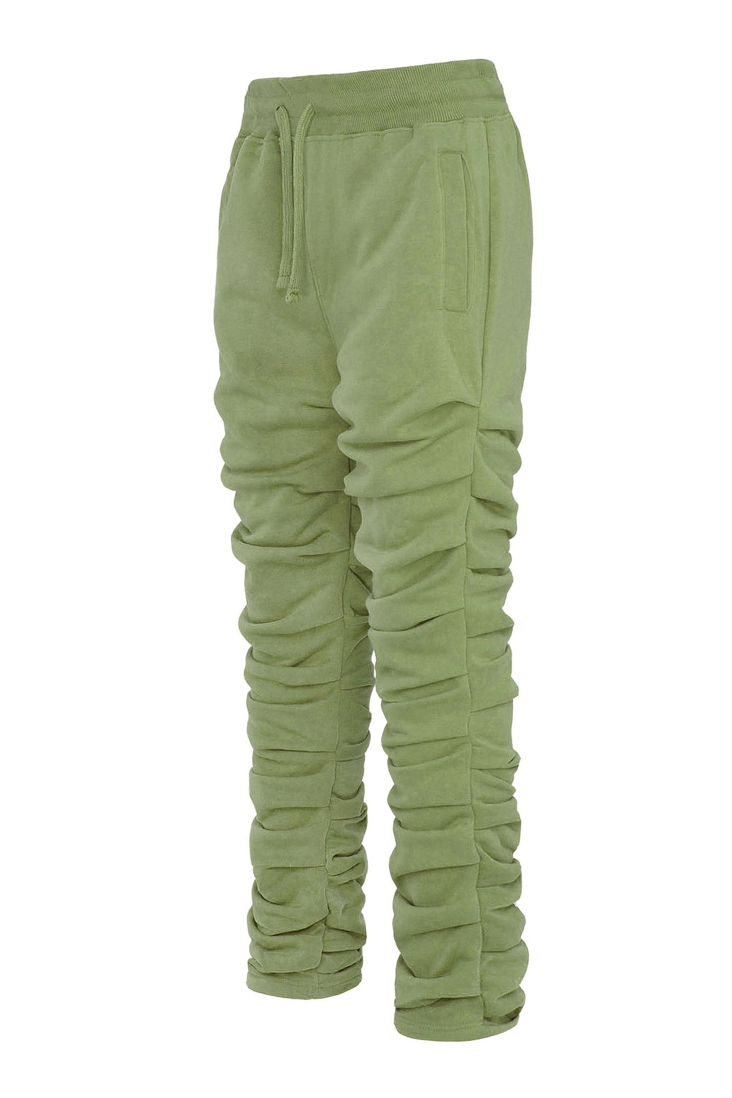 Men's Slim Flare Ruched Fleece Sweat Pants