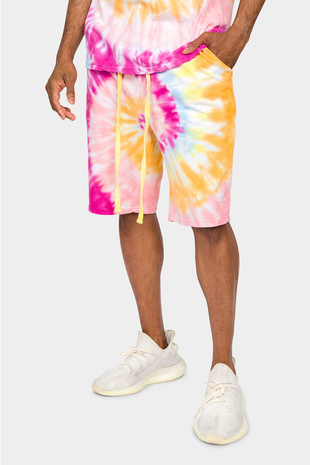 Pastel Contrast Swirl Tie Dye Cotton Shorts
