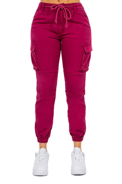 Women's Essential Basic Cropped Colored Cargo Joggers (New Colorways)