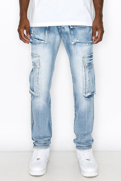 Utility Cargo Multi Pockets Denim Jeans