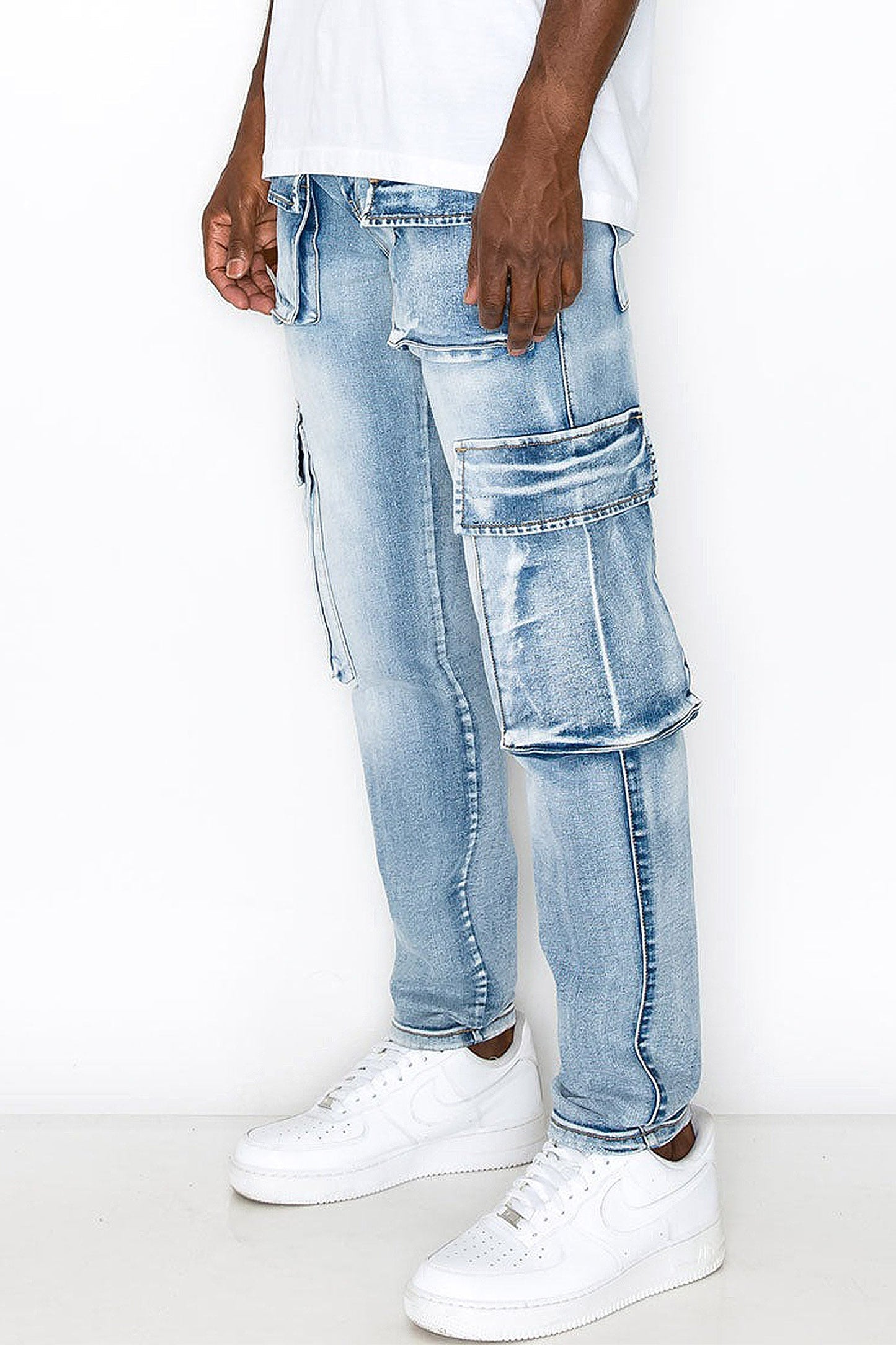 Utility Cargo Multi Pockets Denim Jeans