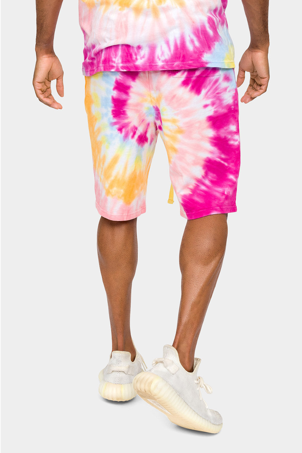 Pastel Contrast Swirl Tie Dye Cotton Shorts
