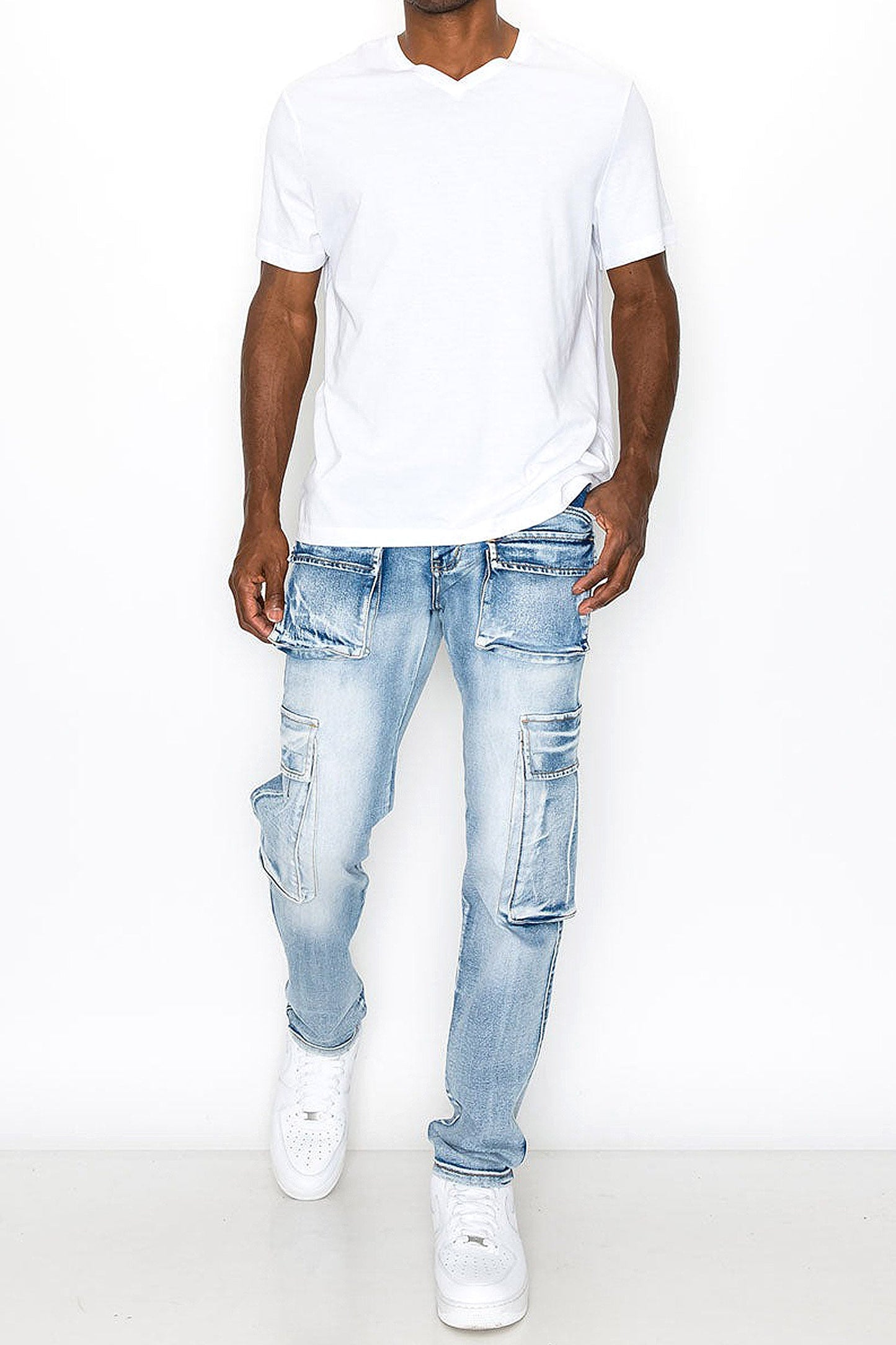 Utility Cargo Multi Pockets Denim Jeans