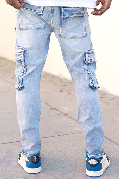 Utility Cargo Multi Pockets Denim Jeans