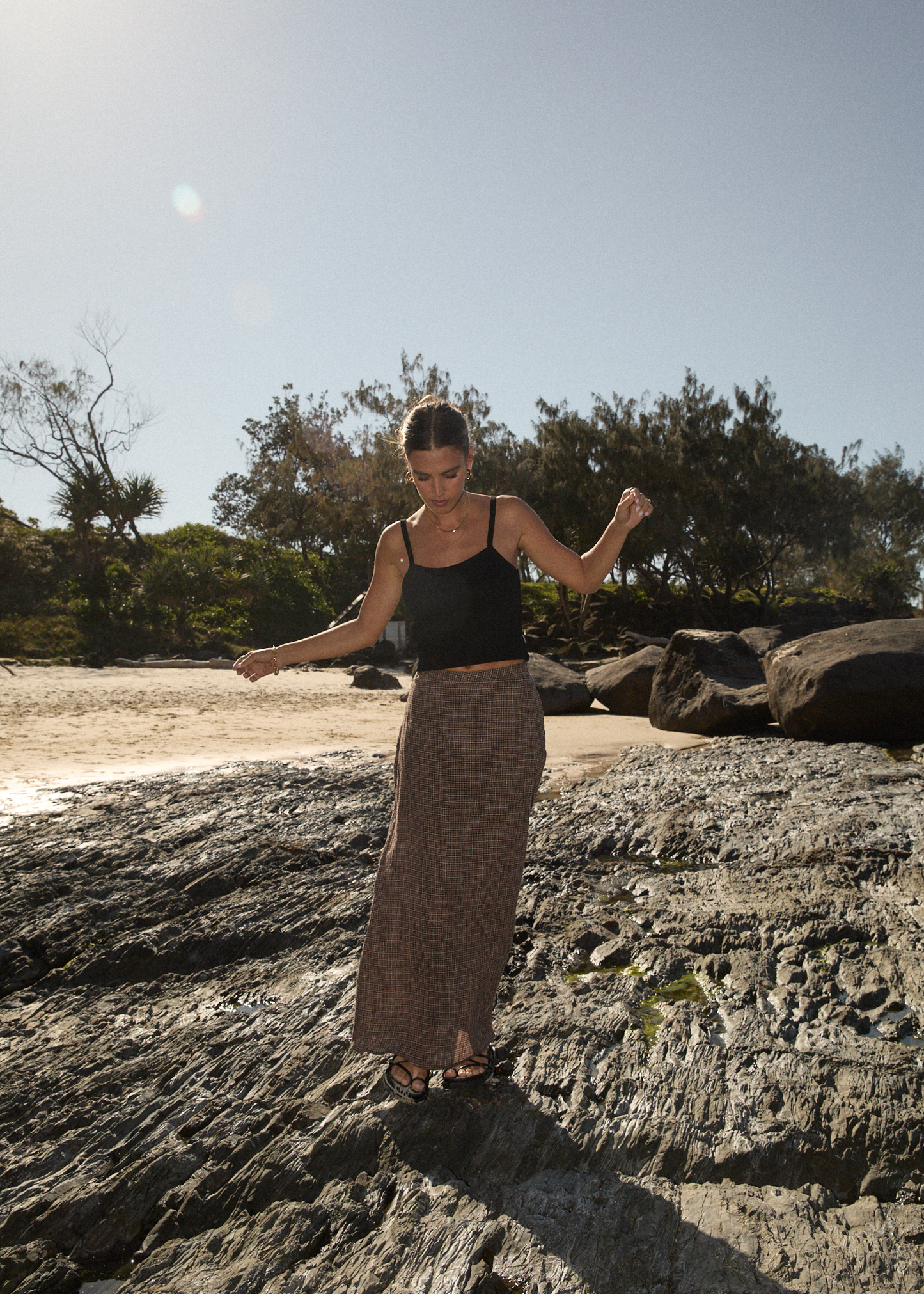 AFENDS Womens Lita - Seersucker Maxi Skirt - Hometown Coffee