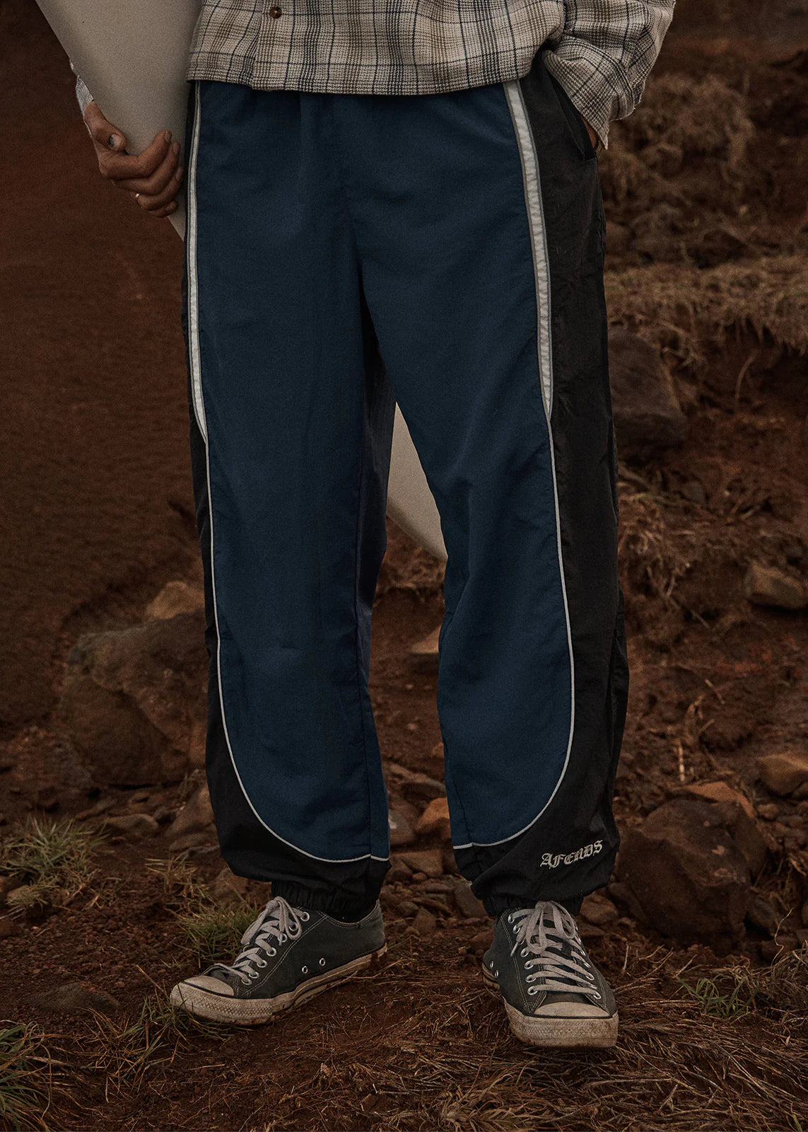AFENDS Mens Sporting - Panelled Track Pant - Navy