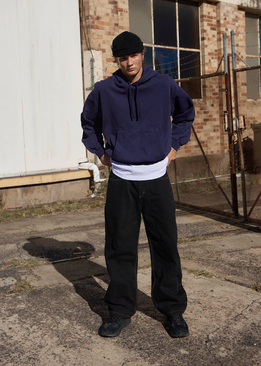 AFENDS Mens Pablo - Denim Baggy Jean - Washed Black