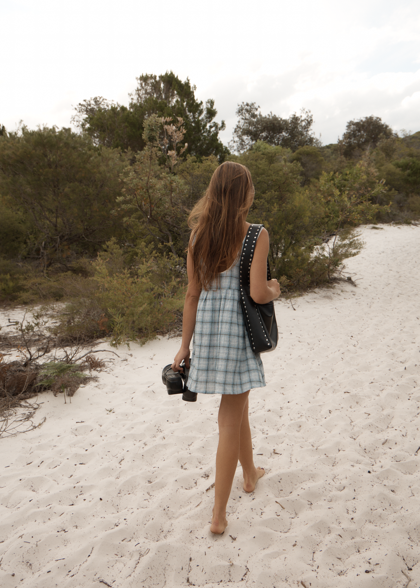 AFENDS Womens Jesse - Seersucker Mini Dress - Overcast Check