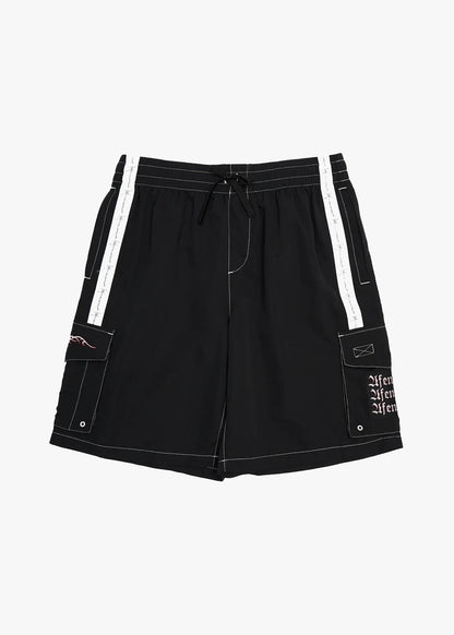 AFENDS Mens Moments - Cargo Swim Short 21" - Black