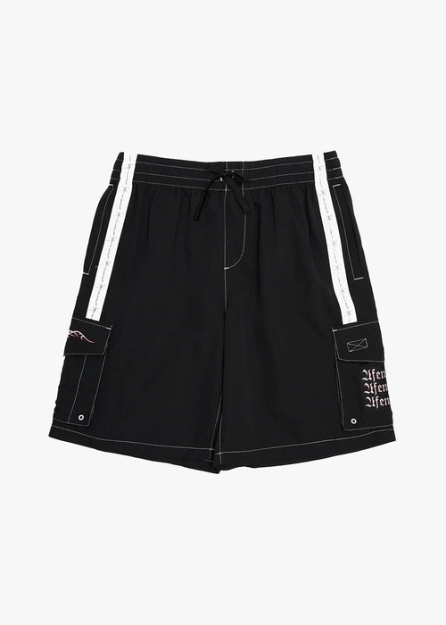AFENDS Mens Moments - Cargo Swim Short 21" - Black