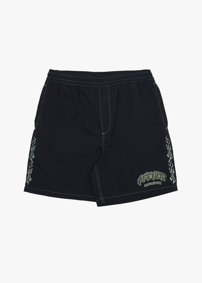 AFENDS Mens Flame On - Baywatch Swim Short 18" - Black