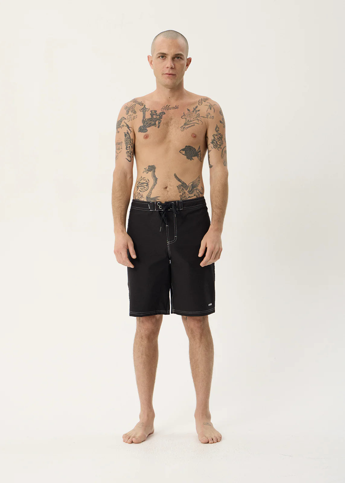 AFENDS Mens The Wreck - Fixed Waist Boardshort 20" - Black