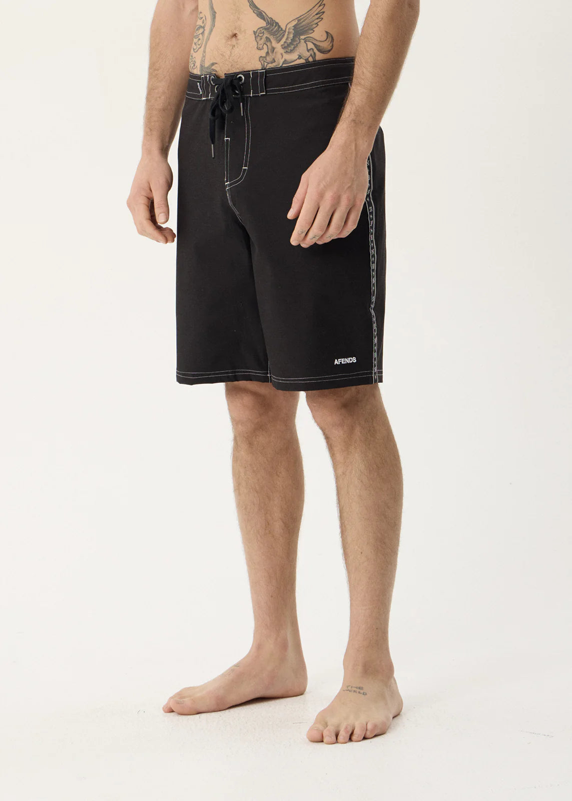 AFENDS Mens The Wreck - Fixed Waist Boardshort 20" - Black