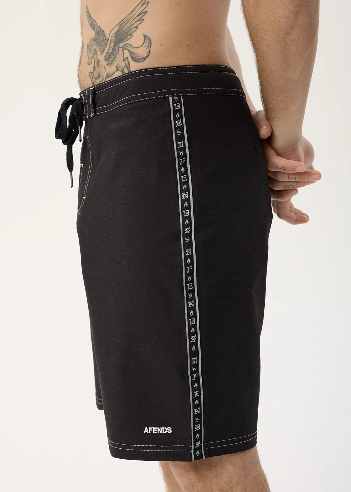 AFENDS Mens The Wreck - Fixed Waist Boardshort 20" - Black