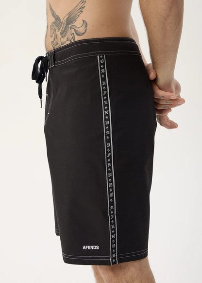 AFENDS Mens The Wreck - Fixed Waist Boardshort 20" - Black