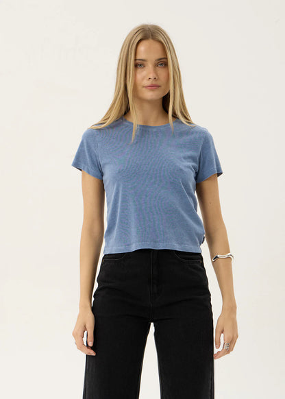 AFENDS Womens Carmen - Baby Tee - Washed Slate Blue