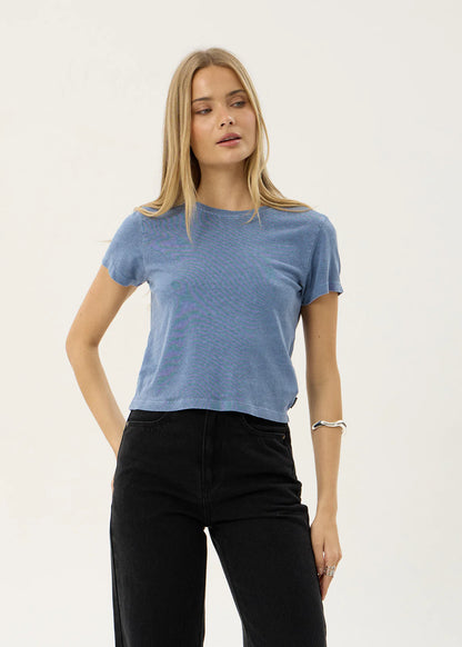 AFENDS Womens Carmen - Baby Tee - Washed Slate Blue