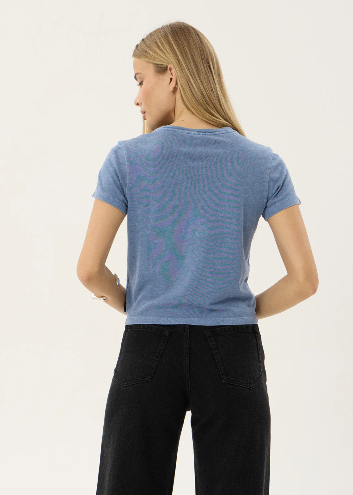 AFENDS Womens Carmen - Baby Tee - Washed Slate Blue