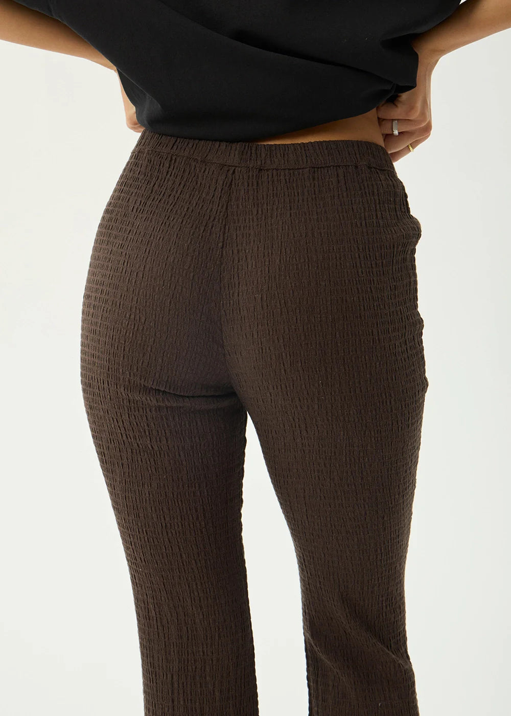 AFENDS Womens Focus - Seersucker Flare Pant - Coffee