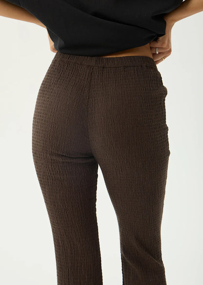 AFENDS Womens Focus - Seersucker Flare Pant - Coffee