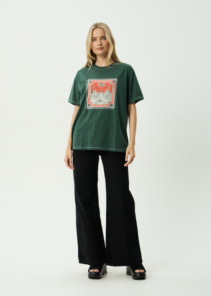AFENDS Womens Have A Good Day - Oversized Tee - Pine