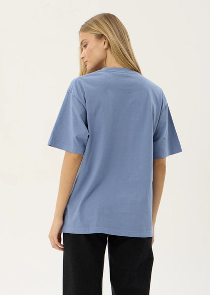 AFENDS Mens Horoscope - Boxy Tee - Washed Slate Blue
