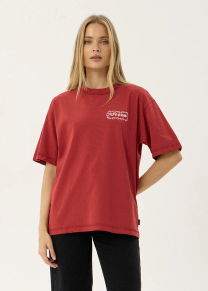 AFENDS Mens Spiritual - Heavyweight Boxy Tee - Vintage Ketchup