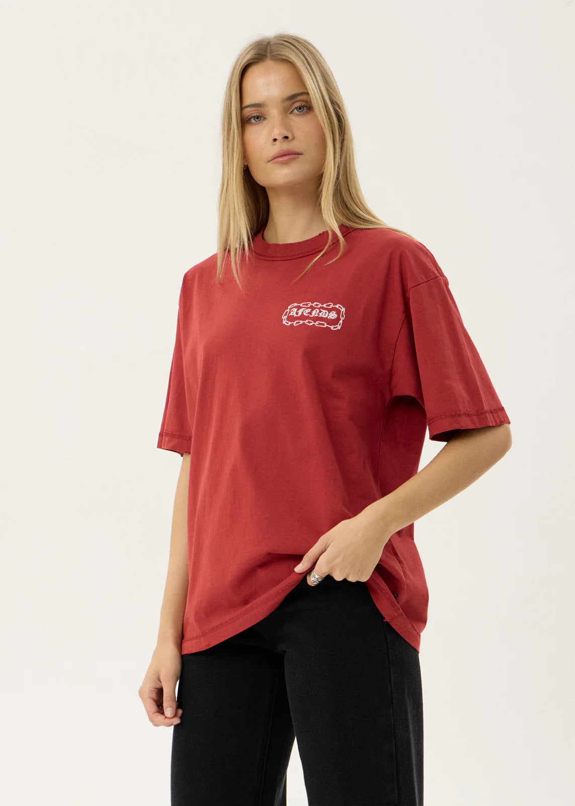 AFENDS Mens Spiritual - Heavyweight Boxy Tee - Vintage Ketchup