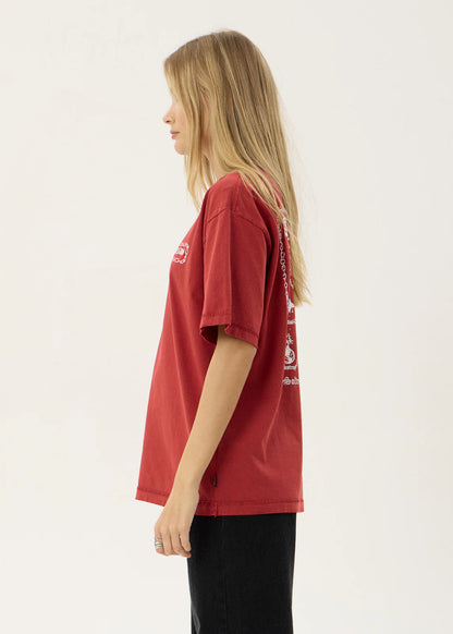 AFENDS Mens Spiritual - Heavyweight Boxy Tee - Vintage Ketchup