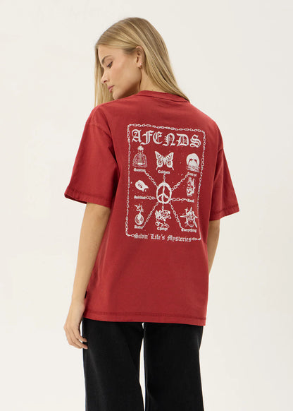 AFENDS Mens Spiritual - Heavyweight Boxy Tee - Vintage Ketchup