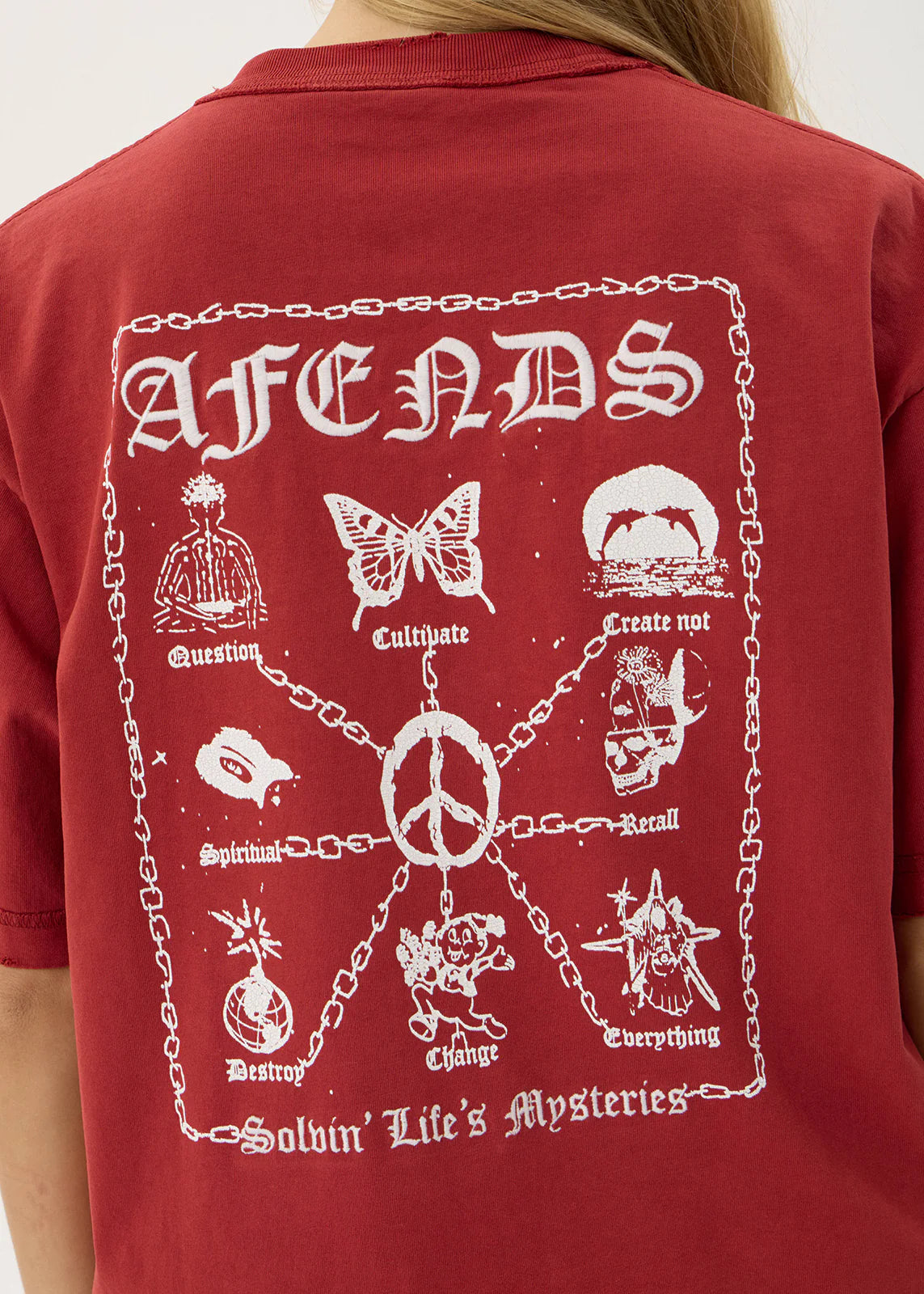 AFENDS Mens Spiritual - Heavyweight Boxy Tee - Vintage Ketchup
